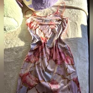 Pink Marble Bodycon Slip Dress